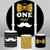 Aperturee Cute Beard Mr Onederful Round Birthday Backdrop Kit